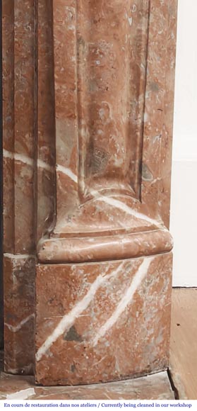 Louis XV style fireplace decorated with a palmette, in Northern Red marble-8