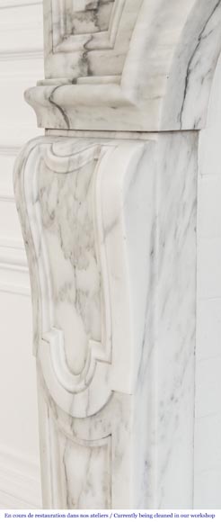 Louis XV style fireplace in Arabescato marble, decorated with an asymmetrical palmette-6