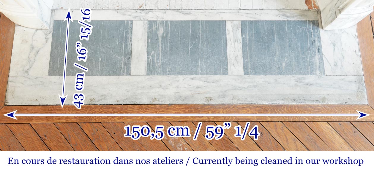 Louis XV style fireplace in Arabescato marble, decorated with an asymmetrical palmette-10