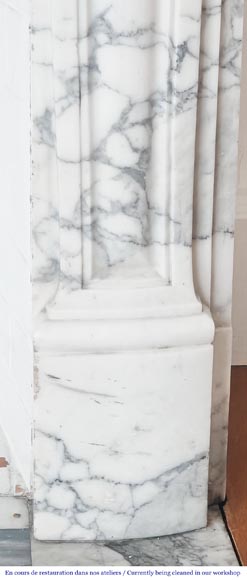 Louis XV style fireplace with palmette motif, carved in Arabescato marble-8