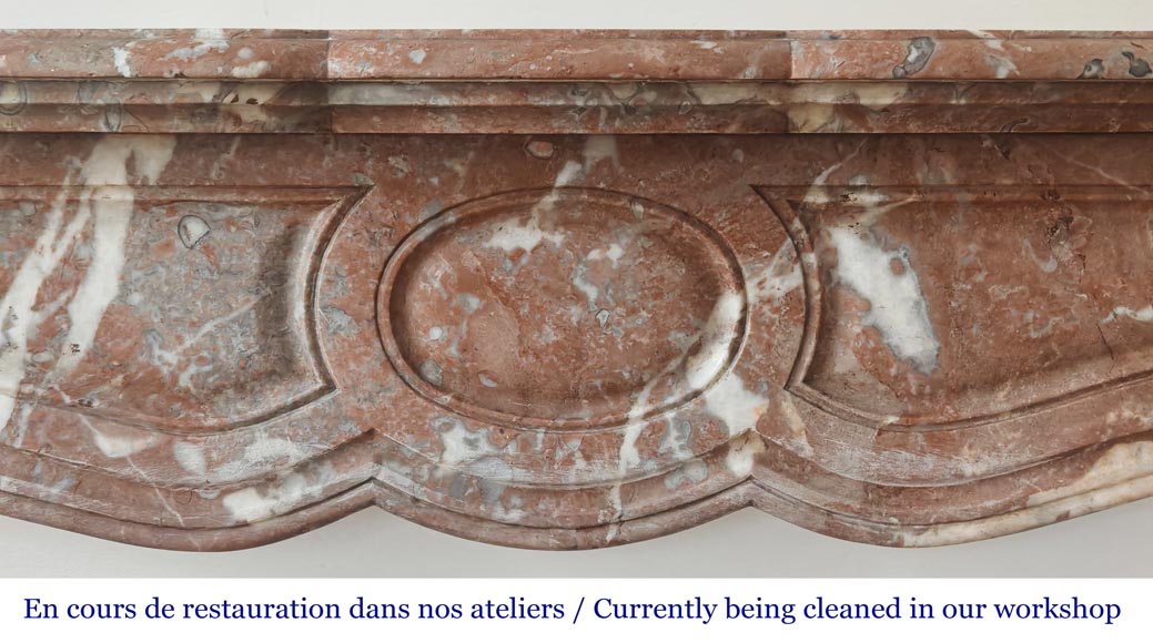 Louis XV style Pompadour model fireplace in Northern Red marble-1