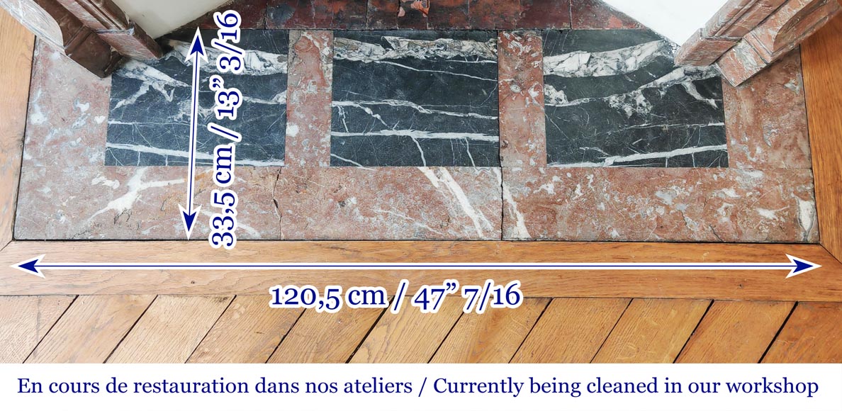 Louis XV style Pompadour model fireplace in Northern Red marble-8