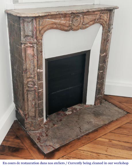 Louis XV style Pompadour model fireplace in Enjugerais marble-2