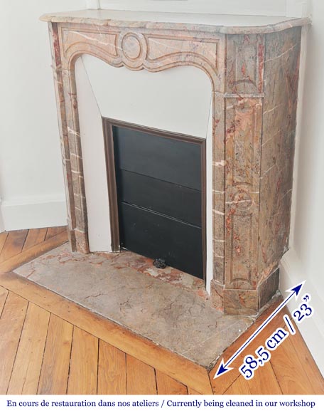 Louis XV style Pompadour model fireplace in Enjugerais marble-5