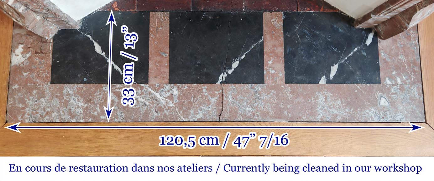 Louis XV style Pompadour model fireplace, in Rouge du Nord marble-8