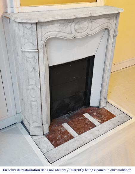 Louis XV style Pompadour model fireplace, in Carrara marble-2