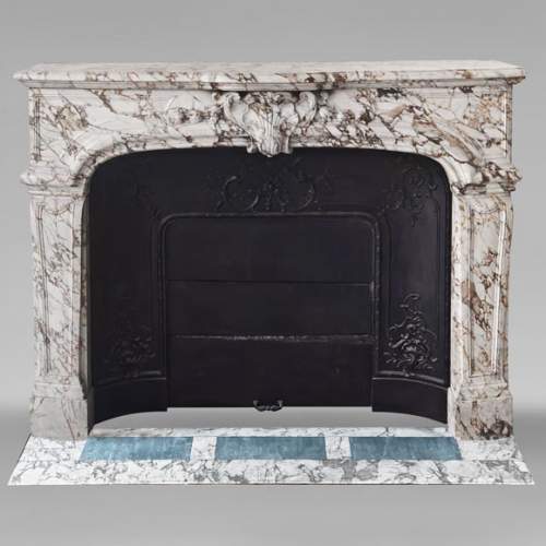 Important Regency style fireplace in purple breccia marble