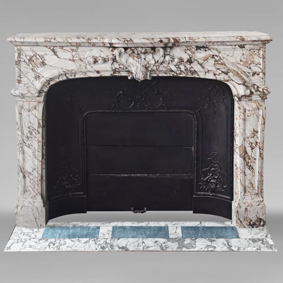 Important Regency style fireplace in purple breccia marble-0