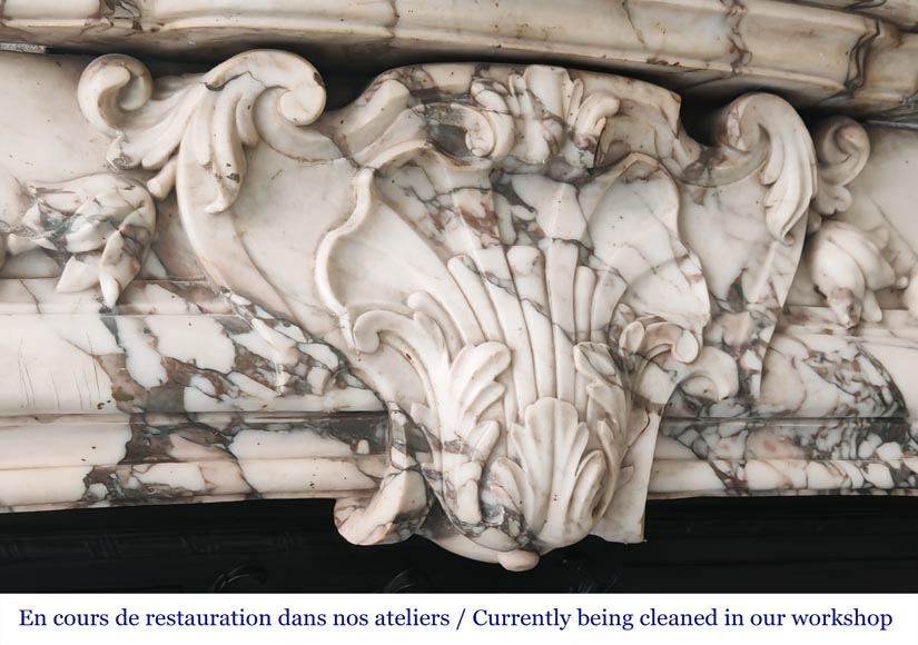 Important Regency style fireplace in purple breccia marble-2