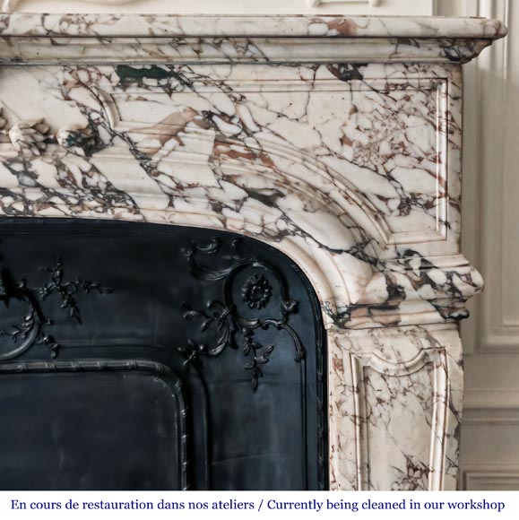 Important Regency style fireplace in purple breccia marble-7