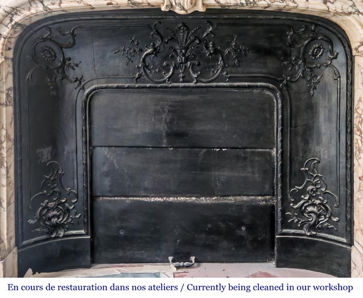 Important Regency style fireplace in purple breccia marble-9