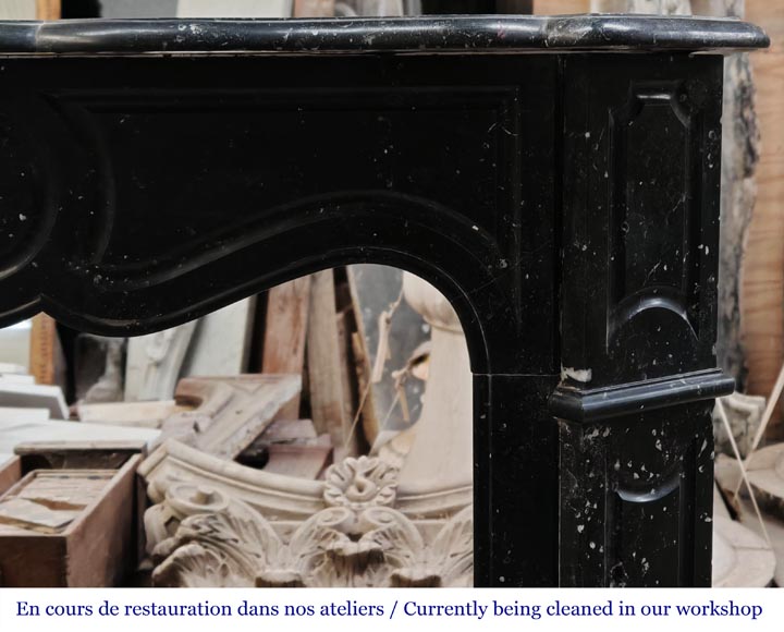 Louis XV style Pompadour model fireplace in speckled black marble-6