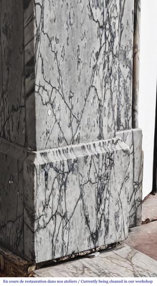 Napoleon III style fireplace with modillions, in blue Turquin marble-3