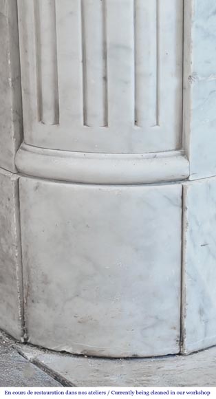 Louis XVI style fireplace in Carrara marble with rounded corners-4