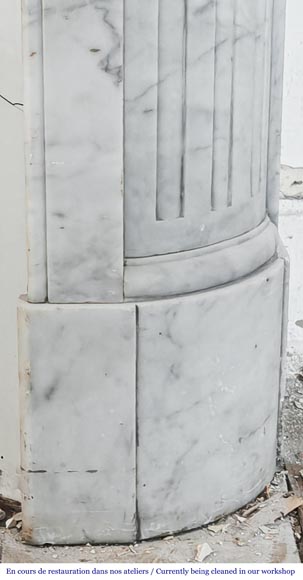 Louis XVI style fireplace in Carrara marble with rounded corners-7