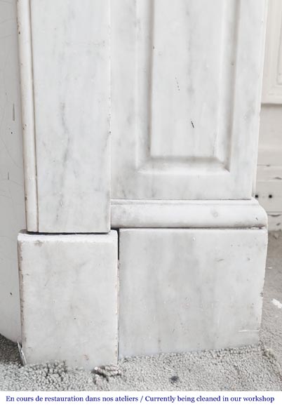 Louis XV style Pompadour model fireplace, straight, in Carrara marble-7