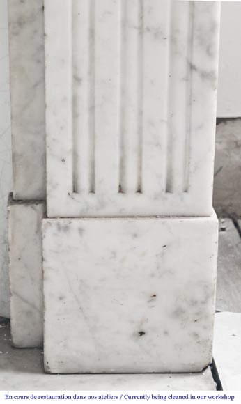 Louis XVI style fireplace with pilasters, in Carrara marble-7