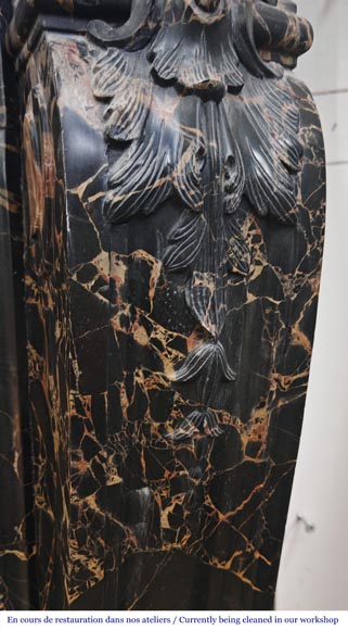 Louis XV style fireplace in richly sculpted Portoro marble-10