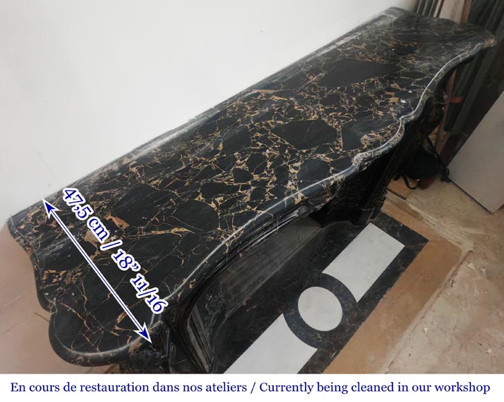 Louis XV style fireplace in richly sculpted Portoro marble-14