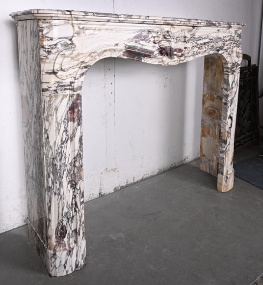 Regency style fireplace decorated with a palmette, in purple breccia marble Regency style fireplace decorated with a palmette, in purple breccia marble-3