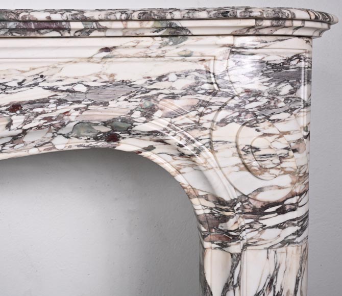 Regency style fireplace decorated with a palmette, in purple breccia marble Regency style fireplace decorated with a palmette, in purple breccia marble-7