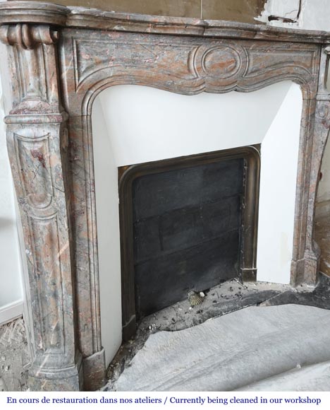 Louis XV style Pompadour model fireplace in Enjugerais marble-2