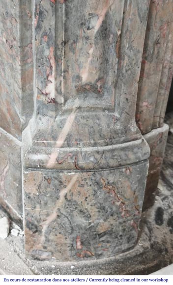 Louis XV style Pompadour model fireplace in Enjugerais marble-4