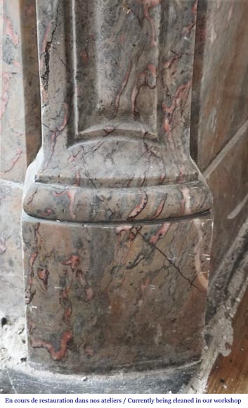 Louis XV style Pompadour model fireplace in Enjugerais marble-6