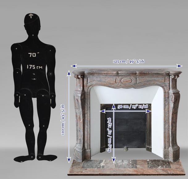 Louis XV style Pompadour model fireplace in Enjugerais marble-9