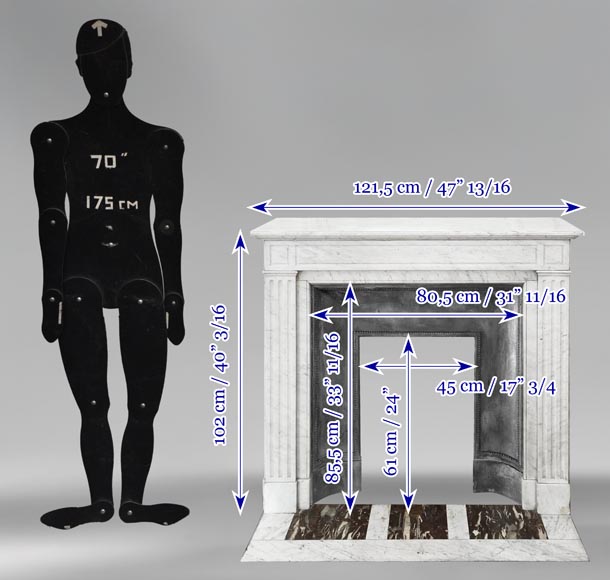 Louis XVI style fireplace with Carrara marble molding-10