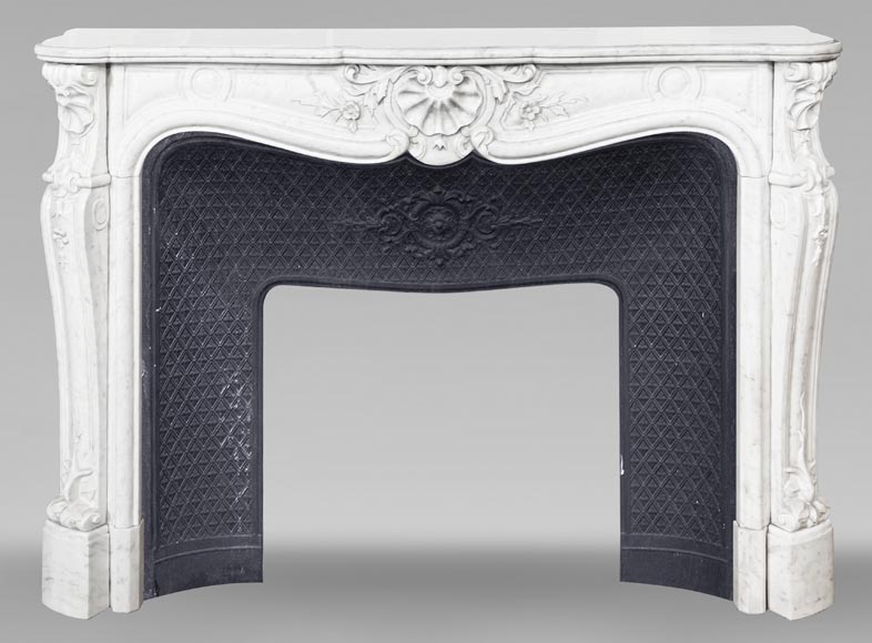 Louis XV style fireplace in Carrara marble with shell decoration Louis XV style fireplace in Carrara marble with shell decoration-0