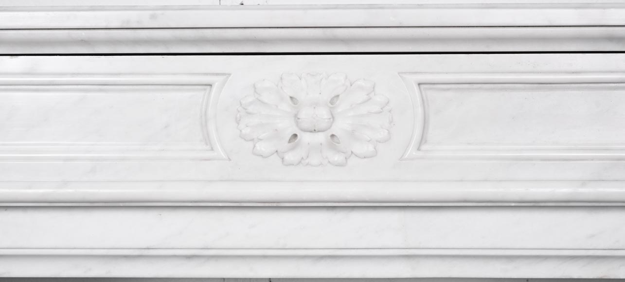  Louis XVI style fireplace in Carrara marble, slightly curved-1