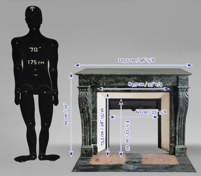 Napoleon III style fireplace in green marble Napoleon III style fireplace in green marble-8