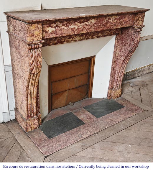 Napoleon III style fireplace in pink Brocatelle marble Napoleon III style fireplace in pink Brocatelle marble-2