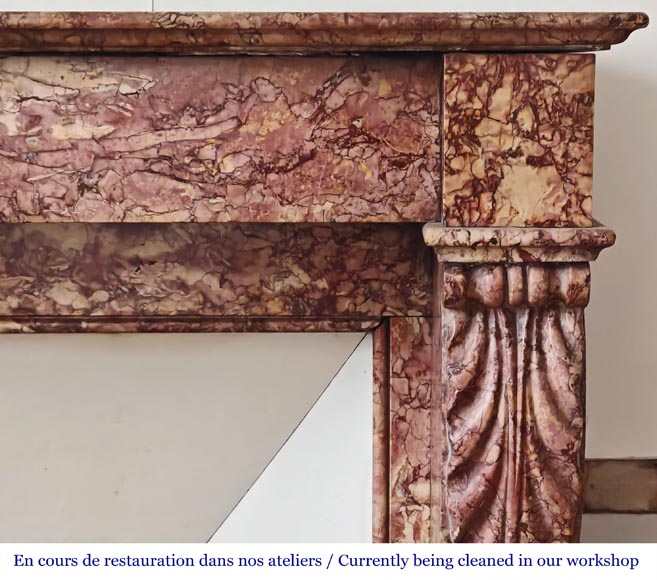 Napoleon III style fireplace in pink Brocatelle marble Napoleon III style fireplace in pink Brocatelle marble-6