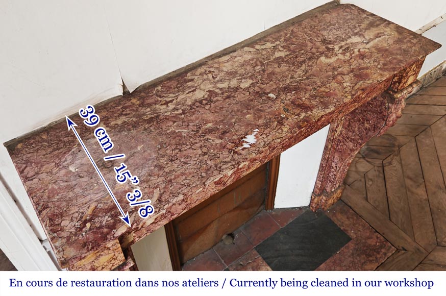 Napoleon III style fireplace in pink Brocatelle marble Napoleon III style fireplace in pink Brocatelle marble-8