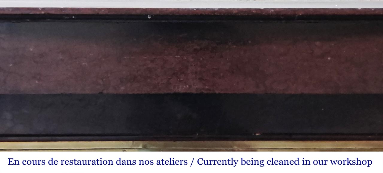 Napoleon III style fireplace in griotte marble with a brass interior Napoleon III style fireplace in griotte marble with a brass interior-1