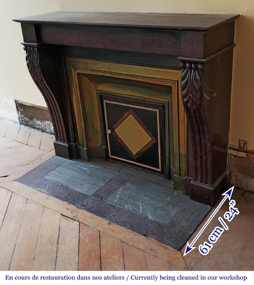 Napoleon III style fireplace in griotte marble with a brass interior Napoleon III style fireplace in griotte marble with a brass interior-5