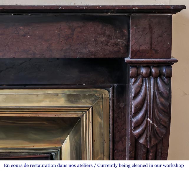 Napoleon III style fireplace in griotte marble with a brass interior Napoleon III style fireplace in griotte marble with a brass interior-6