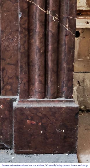 Napoleon III style fireplace in griotte marble with a brass interior Napoleon III style fireplace in griotte marble with a brass interior-7