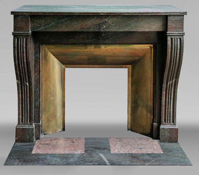 Napoleon III style fireplace in a marble similar to Campan marble, with its brass interior Napoleon III style fireplace in a marble similar to Campan marble, with its brass interior-0
