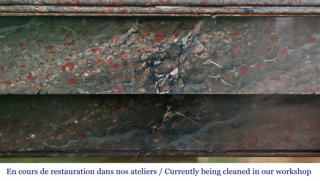 Napoleon III style fireplace in a marble similar to Campan marble, with its brass interior Napoleon III style fireplace in a marble similar to Campan marble, with its brass interior-1