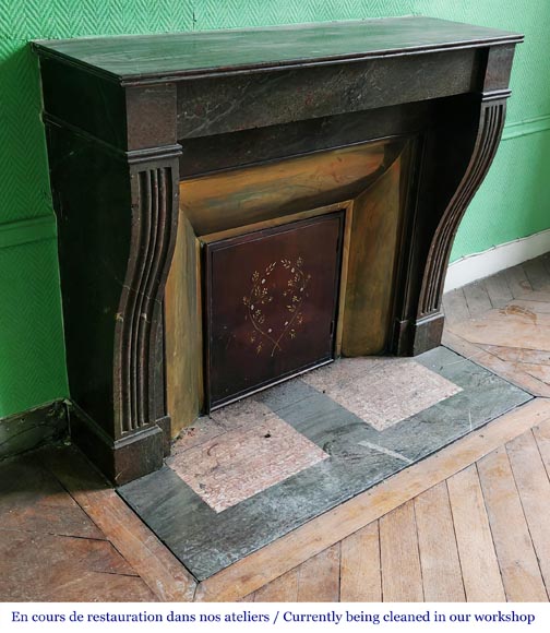 Napoleon III style fireplace in a marble similar to Campan marble, with its brass interior Napoleon III style fireplace in a marble similar to Campan marble, with its brass interior-2