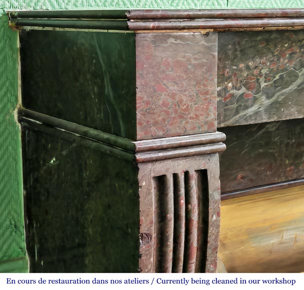 Napoleon III style fireplace in a marble similar to Campan marble, with its brass interior Napoleon III style fireplace in a marble similar to Campan marble, with its brass interior-3