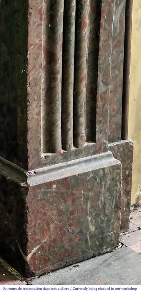 Napoleon III style fireplace in a marble similar to Campan marble, with its brass interior Napoleon III style fireplace in a marble similar to Campan marble, with its brass interior-4