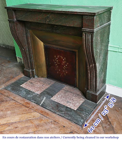 Napoleon III style fireplace in a marble similar to Campan marble, with its brass interior Napoleon III style fireplace in a marble similar to Campan marble, with its brass interior-5