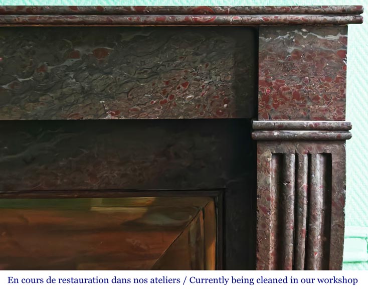 Napoleon III style fireplace in a marble similar to Campan marble, with its brass interior Napoleon III style fireplace in a marble similar to Campan marble, with its brass interior-6