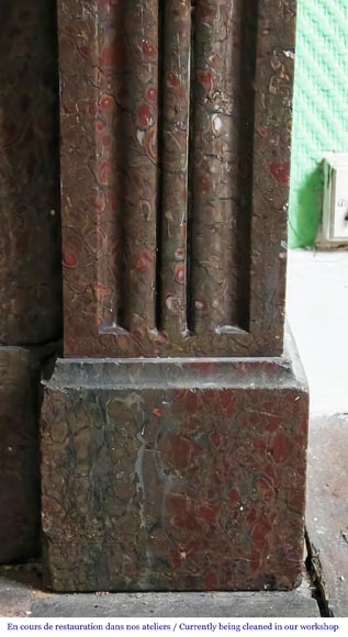 Napoleon III style fireplace in a marble similar to Campan marble, with its brass interior Napoleon III style fireplace in a marble similar to Campan marble, with its brass interior-7