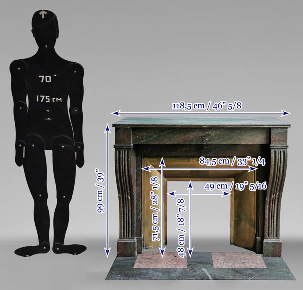 Napoleon III style fireplace in a marble similar to Campan marble, with its brass interior Napoleon III style fireplace in a marble similar to Campan marble, with its brass interior-10