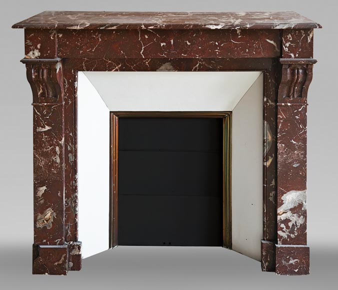 Napoleon III style fireplace, modillion type, in northern red marble Napoleon III style fireplace, modillion type, in northern red marble-0
